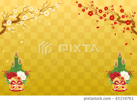 Plum and Kadomatsu New Year vector illustration background Plum and Kadomatsu New Year vector illustration background 83159761
