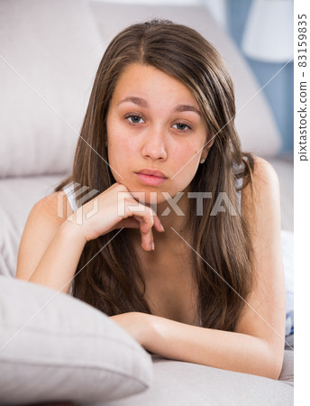 Girl is feeling distressed and lonely alone Girl is feeling distressed and lonely alone 83159835