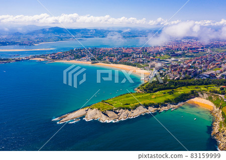 Aerial view of coast line and beach at Santander with buildings, Cantabria Aerial view of coast line and beach at Santander with buildings, Cantabria 83159999