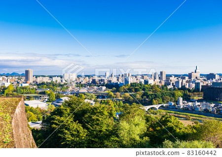 View from Sendai Castle Ruins in Autumn 83160442