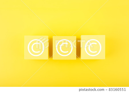 Copyright and intellectual property protection concept on yellow background  83160551