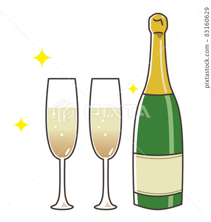 Shining champagne and champagne glass Shining champagne and champagne glass 83160629