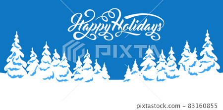 Winter landscape background with text Happy Holidays 83160855