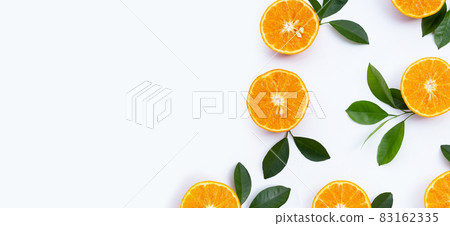 Orange fruits on white background. Citrus fruits low in calories, high in vitamin C and fiber 83162335