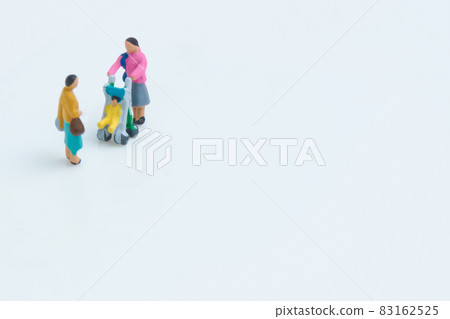 Woman pushing stroller and neighbor Woman pushing stroller and neighbor 83162525