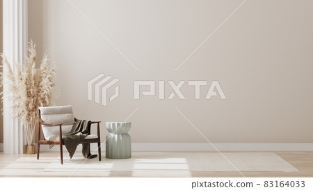 Minimalist modern living room interior background, living room mock up in scandinavian style, empty wall mockup, 3d rendering . 83164033