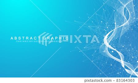 Digits abstract background with connected line and dots, wave flow. Digital neural networks. Network and connection background for your presentation. Graphic polygonal background. Vector illustration. Digits abstract background with connected line and dots, wave flow. Digital neural networks. Network and connection background for your presentation. Graphic polygonal background. Vector illustration. 83164303