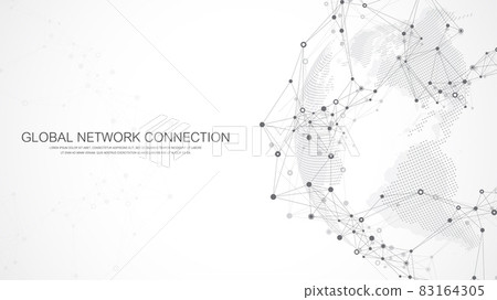 Global network connection concept. Social network communication in the global business. Big data visualization. Internet technology. Vector illustration. Global network connection concept. Social network communication in the global business. Big data visualization. Internet technology. Vector illustration. 83164305