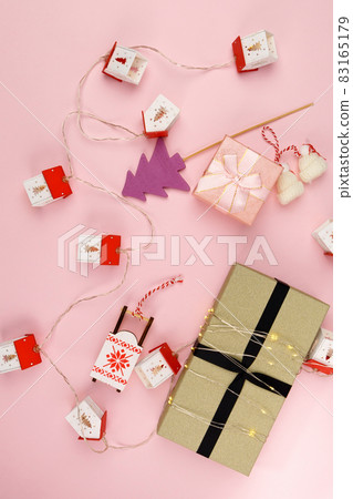 New Year Christmas holiday 2022 celebration box background copy space. Postcard text design New Year Christmas holiday 2022 celebration box background copy space. Postcard text design 83165179