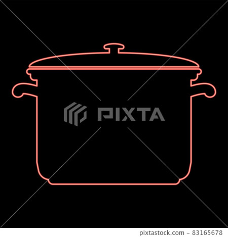 Neon saucepan red color vector illustration flat style image Neon saucepan red color vector illustration flat style image 83165678