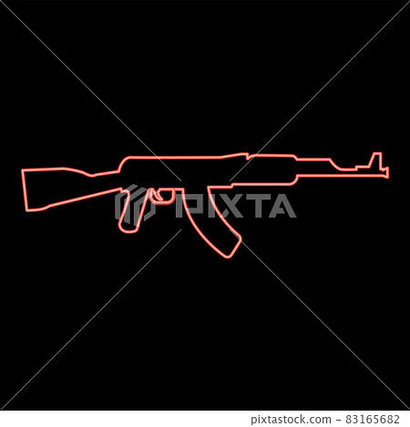 Neon assault rifle red color vector illustration flat style image Neon assault rifle red color vector illustration flat style image 83165682