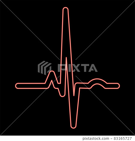 Neon heart rhythm ekg red color vector... - Stock Illustration ...