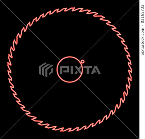 Neon circular saw blade red color vector illustration flat style image Neon circular saw blade red color vector illustration flat style image 83165732