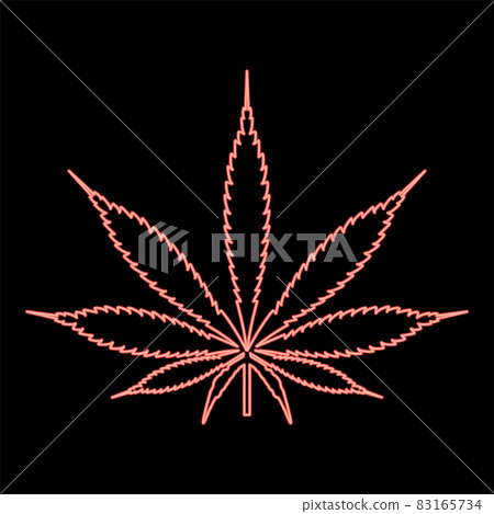 Neon cannabis (marijuana) leaf red color vector illustration flat style image Neon cannabis (marijuana) leaf red color vector illustration flat style image 83165734