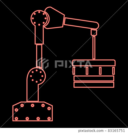Neon robotic hand manipulator red color vector illustration flat style image 83165751