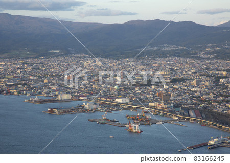 From Mt. Hakodate Observatory to the western side of Hakodate City, towards Minatocho / Hokuto City 83166245