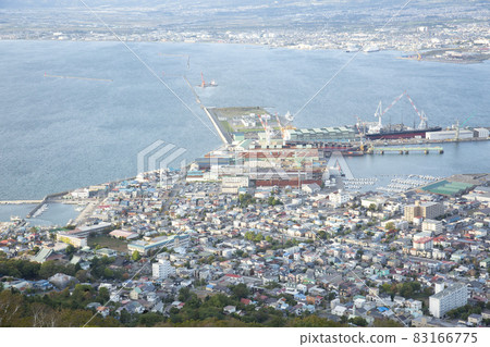 函館山天文台的函館碼頭（造船廠）和函館港 83166775