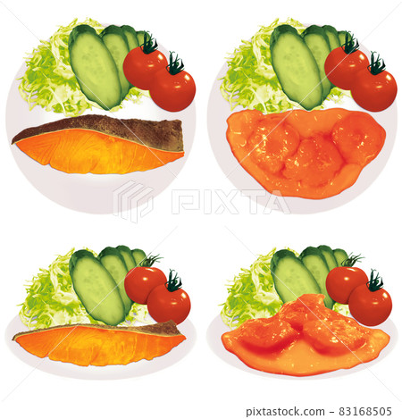 Side dish set 2 (salmon grilled with salt, shrimp chili) Beautiful even when printed Side dish set 2 (salmon grilled with salt, shrimp chili) Beautiful even when printed 83168505