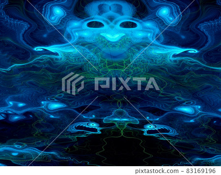 Abstract blue background with octopus or squid - 3d illustration Abstract blue background with octopus or squid - 3d illustration 83169196