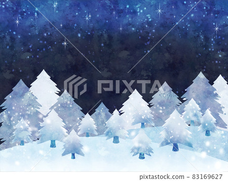 冬天框架雪和樹(夜空) 冬天框架雪和樹(夜空) 83169627
