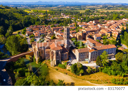 Aerial view of french city Rieux-Volvestre 83170077
