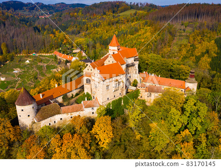 Aerial view of Pernstejn castle, Czech Republic Aerial view of Pernstejn castle, Czech Republic 83170145