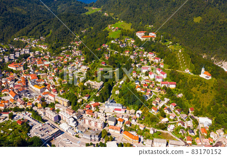 General aerial view of Idrija, Slovenia 83170152