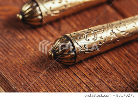 Close up of holiday table setting modern interior 83170273