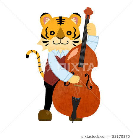 一隻老虎在演奏低音提琴的插圖 83170370