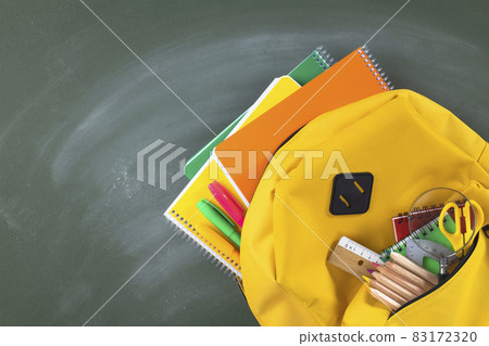 School backpack isolated on chalkboard background School backpack isolated on chalkboard background 83172320