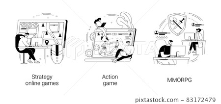 E-gaming industry abstract concept vector illustrations. 83172479