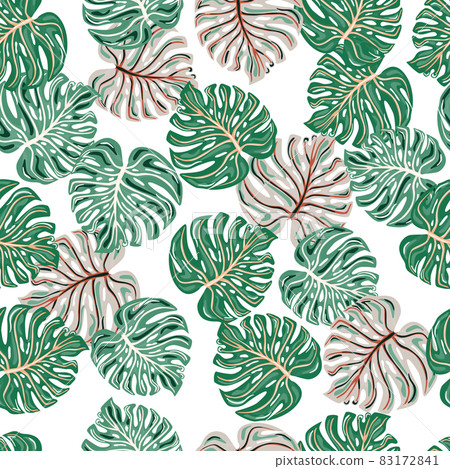 Tropical seamless pattern with monstera leaves... - Stock Illustration ...