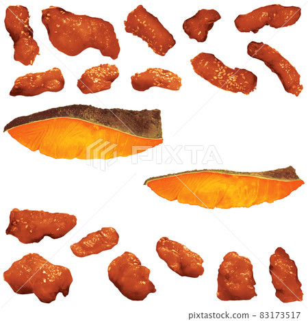 Sweet and spicy fried chicken and salt-grilled salmon set (beautiful even when printed) Sweet and spicy fried chicken and salt-grilled salmon set (beautiful even when printed) 83173517