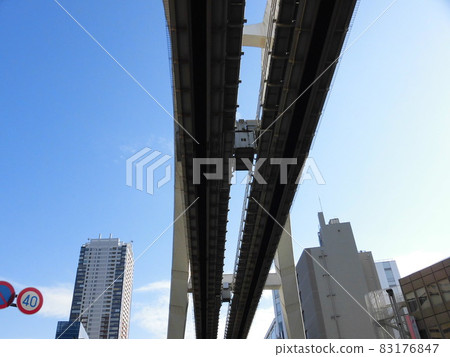 Chiba sky and monorail track after typhoon Chiba sky and monorail track after typhoon 83176847