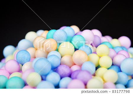 Foam beads of various colors brightly colored. Foam beads of various colors brightly colored. 83177798