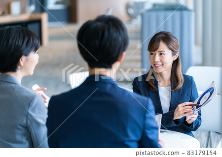 Business woman having business talks in the office "LINK FOREST" shooting cooperation Business woman having business talks in the office "LINK FOREST" shooting cooperation 83179154