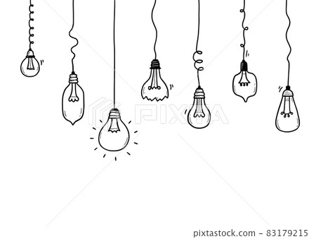 Light bulb set. Doodle hand drawn Light bulb set. Doodle hand drawn 83179215