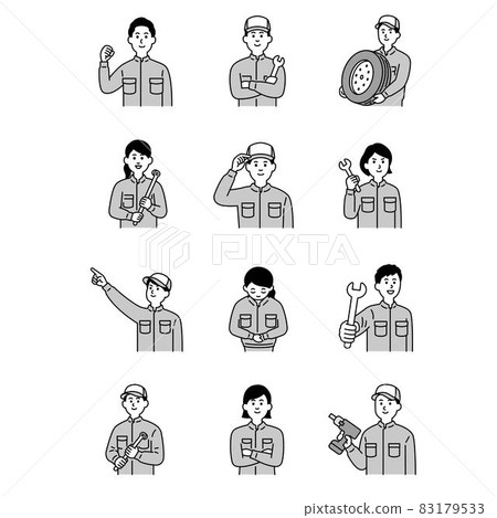 Illustration of a mechanic Upper body 83179533