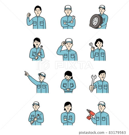 Mechanic's illustration Upper body color Mechanic's illustration Upper body color 83179563