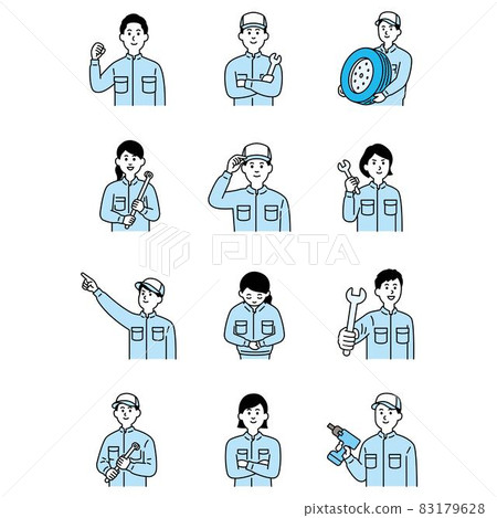 機械師上身藍色的插圖 機械師上身藍色的插圖 83179628