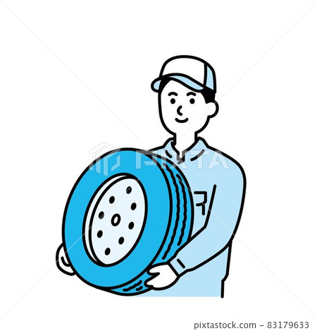 Illustration of a mechanic Upper body blue 83179633