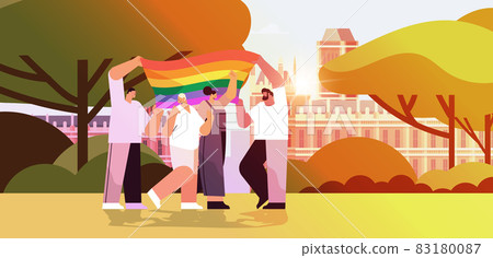 mix race people holding lgbt rainbow flags gay lesbian love parade pride festival transgender love concept mix race people holding lgbt rainbow flags gay lesbian love parade pride festival transgender love concept 83180087