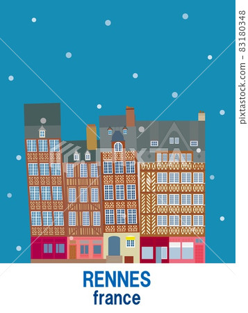 Rennes France france tilting house snow Rennes France france tilting house snow 83180348