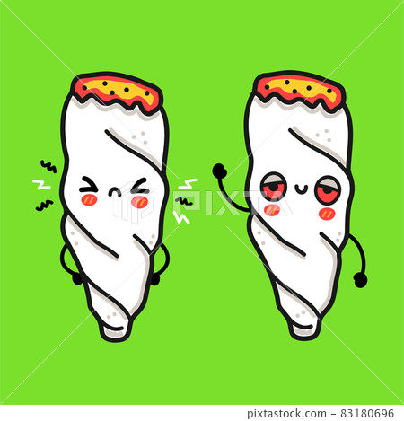 Cute funny happy and sad weed joint character. Vector hand drawn cartoon kawaii character illustration icon. Weed,cannabis,marijuana joint cartoon mascot concept Cute funny happy and sad weed joint character. Vector hand drawn cartoon kawaii character illustration icon. Weed,cannabis,marijuana joint cartoon mascot concept 83180696