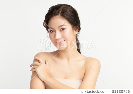Beautiful young asian woman with clean fresh skin on white background, Face care, Facial treatment, Beautiful young asian woman with clean fresh skin on white background, Face care, Facial treatment, 83180796