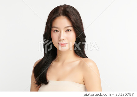Beautiful young asian woman with clean fresh skin on white background, Face care, Facial treatment, Beautiful young asian woman with clean fresh skin on white background, Face care, Facial treatment, 83180797