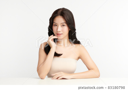 Beautiful young asian woman with clean fresh skin on white background, Face care, Facial treatment, Beautiful young asian woman with clean fresh skin on white background, Face care, Facial treatment, 83180798