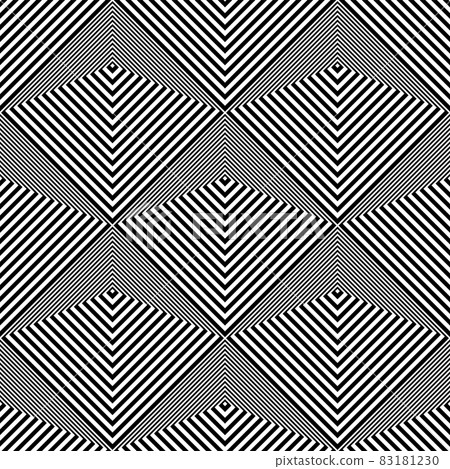 Seamless geometric checked op art pattern. 3D illusion. 83181230