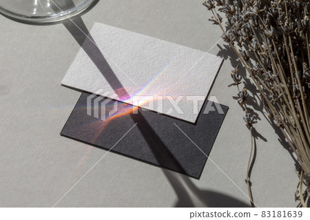 Blank black and white business cards on silk background. Mock-up for branding identity. Template for your design 83181639