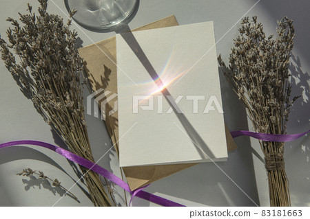 Flat lay composition with blank paper on white background. Top view from above, copy space. Flat lay composition with blank paper on white background. Top view from above, copy space. 83181663